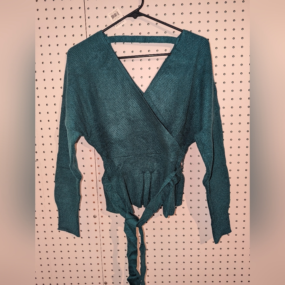 Wrap V Neck Sweater Top
